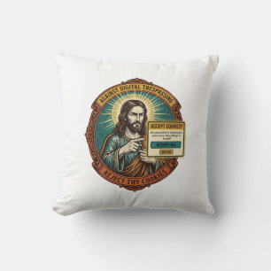 Jesus Annoying Accept Cookies Pop Up Internet Brow Throw Pillow