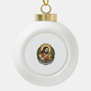 Jesus Annoying Peeling Sticker Paper Residue Shop  Ceramic Ball Christmas Ornament