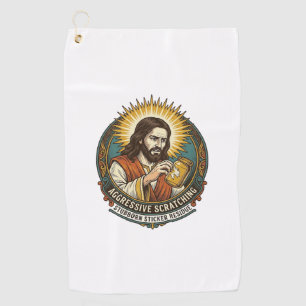 Jesus Annoying Peeling Sticker Paper Residue Shop Golf Towel