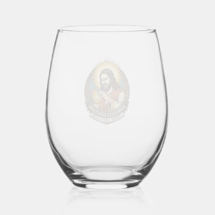Jesus Annoying Peeling Sticker Paper Residue Shop Stemless Wine Glass