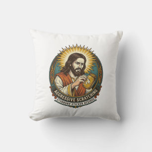 Jesus Annoying Peeling Sticker Paper Residue Shop Throw Pillow