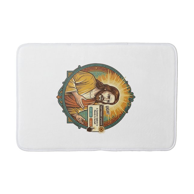 Jesus Annoying Software Update Pop Up Office Humou Bath Mat (Front)