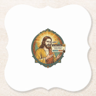 Jesus Annoying Software Update Pop Up Office Humou Paper Coaster