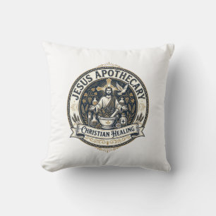 Jesus Apothecary Christian Healing Jesus Apothecar Throw Pillow