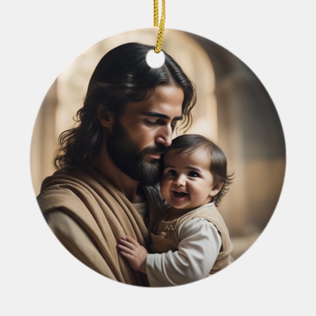 Jesus art ceramic ornament (Front)