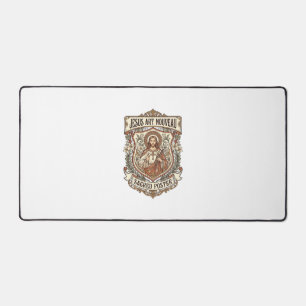 Jesus Art Nouveau Sacred Poster Jesus Art Nouveau  Desk Mat