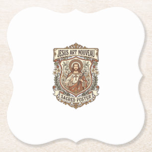 Jesus Art Nouveau Sacred Poster Jesus Art Nouveau  Paper Coaster