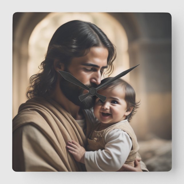 Jesus art square wall clock (Front)