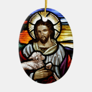 Jesus as the Good Shepherd Ceramic Ornament