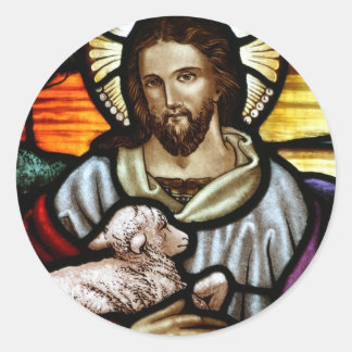 Jesus as The Good Shepherd Portrait Classic Round Sticker