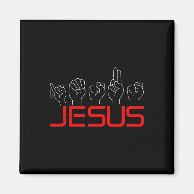 Jesus ASL American Sign Language Christian Deaf Aw Magnet (Front)