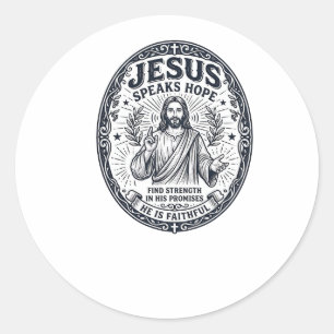 Jesus ASL Deaf Community Inclusion Shirt Christian Classic Round Sticker