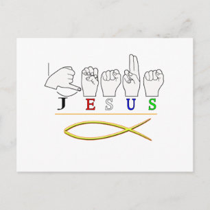 JESUS ASL FINGER SPELLED SIGN COLORS POSTCARD
