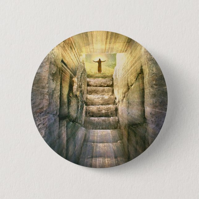 Jesus at Empty Tomb Easter Resurrection 2 Inch Round Button (Front)