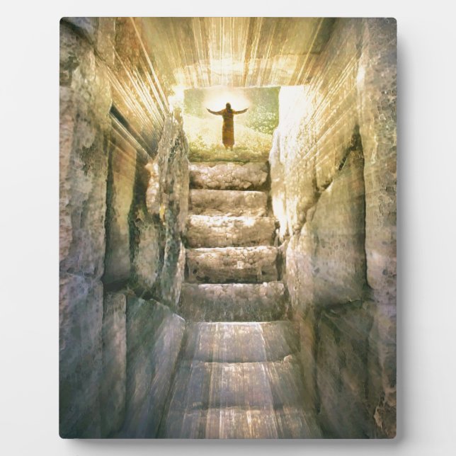 Jesus at Empty Tomb Easter Resurrection Plaque (Front)