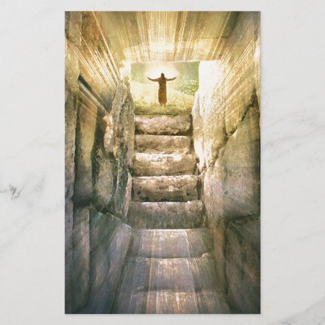 Jesus at Empty Tomb Easter Resurrection Stationery (Front)