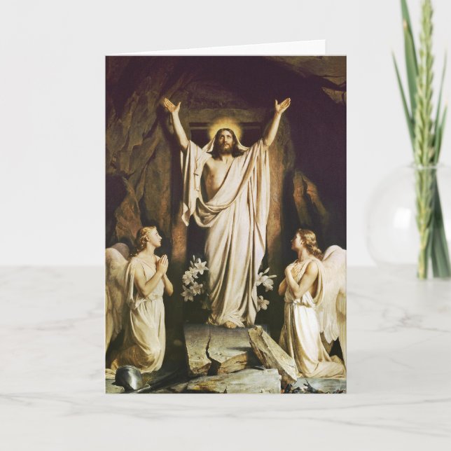 Jesus at Opening of Tomb Holiday Card (Front)