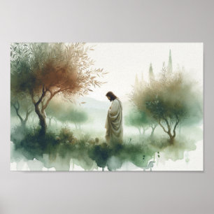 Jesus at the garden of gethsemane poster
