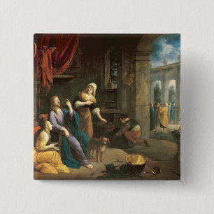 Jesus at the Home of Martha and Mary 2 Inch Square Button