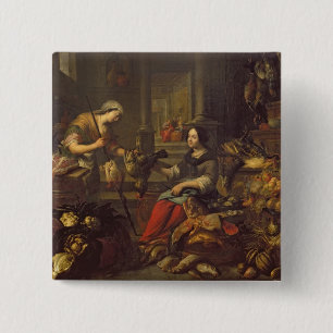 Jesus at the Home of Martha and Mary 2 Inch Square Button