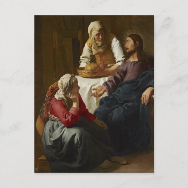 Jesus at the Home of Mary and Martha Postcard (Front)