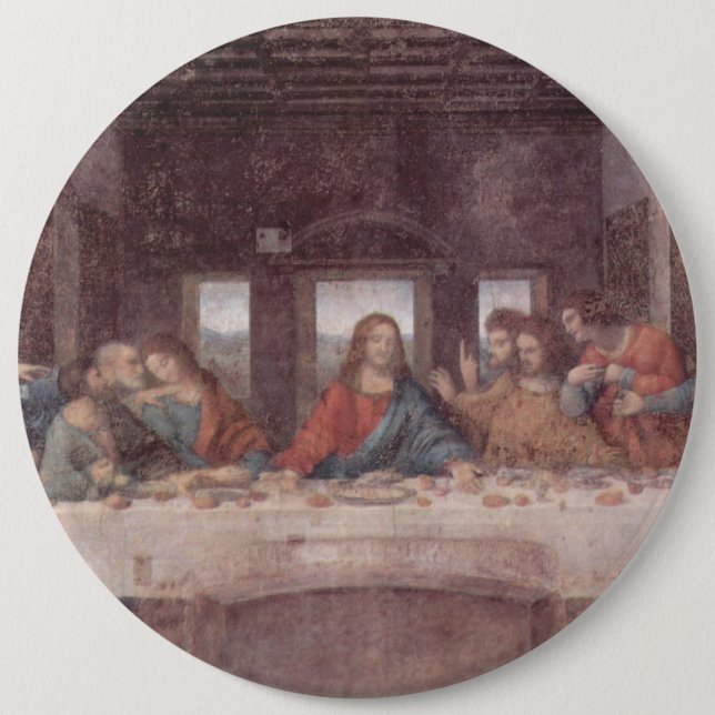 Jesus at The Last Supper, Leonardo da Vinci 6 Inch Round Button (Front)