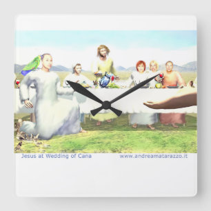 Jesus at Wedding of Cana   Square Wall Clock