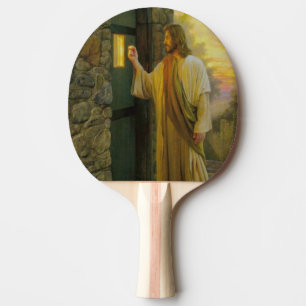 Jesus At Your Door Vintage Ping Pong Paddle