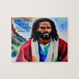 Jésus au sommet de la montagne Puzzle d'aquarelle