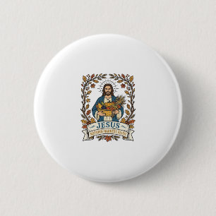Jesus Autumn Harvest Faith Jesus Autumn Harvest Ch 2 Inch Round Button