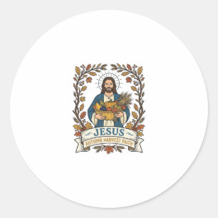Jesus Autumn Harvest Faith Jesus Autumn Harvest Ch Classic Round Sticker