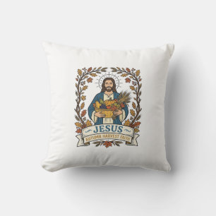 Jesus Autumn Harvest Faith Jesus Autumn Harvest Ch Throw Pillow