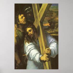 Jésus avec affiche en croix de bois