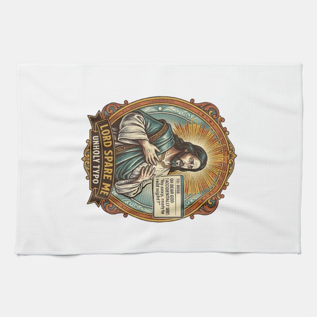 Jesus Bad Autocorrect Message Boss Embarrassing Wo Kitchen Towel (Horizontal)