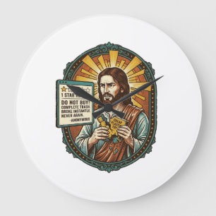 Jesus Bad Influencer Product Review Fail Social Me Large Clock