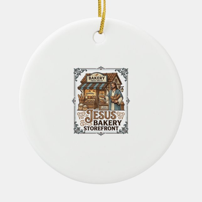 Jesus Bakery Storefront Jesus Bakery Storefront Ch Ceramic Ornament (Front)