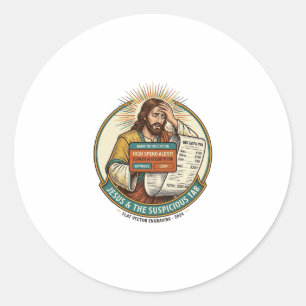 Jesus Bank Card Blocked Suspicious Bar Tab Fraud H Classic Round Sticker
