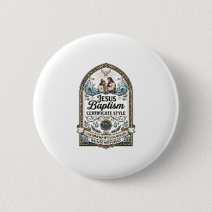 Jesus Baptism Certificate Style Jesus Baptism Cert 2 Inch Round Button