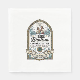 Jesus Baptism Certificate Style Jesus Baptism Cert Napkin