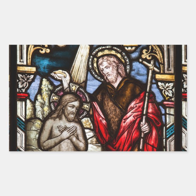 Jesus Baptism Church Stained Glass Window Stickers (Front)