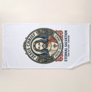 Jesus Barber Mens Grooming Graphic Tee Christian A Beach Towel