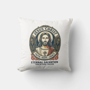 Jesus Barber Mens Grooming Graphic Tee Christian A Throw Pillow