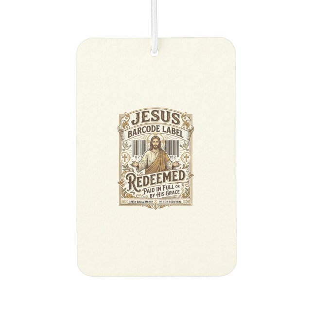 Jesus Barcode Label Redeemed Jesus Barcode Redeeme Air Freshener (Front)