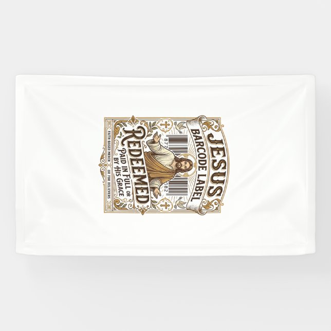 Jesus Barcode Label Redeemed Jesus Barcode Redeeme Banner (Horizontal)