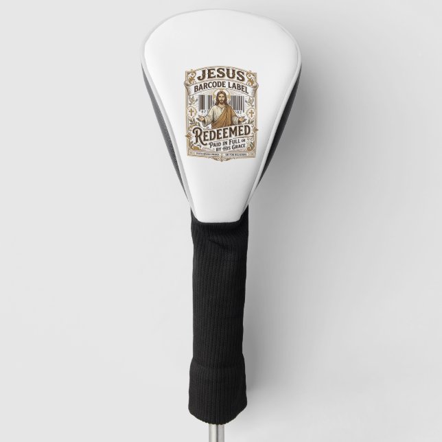Jesus Barcode Label Redeemed Jesus Barcode Redeeme Golf Head Cover (Front)