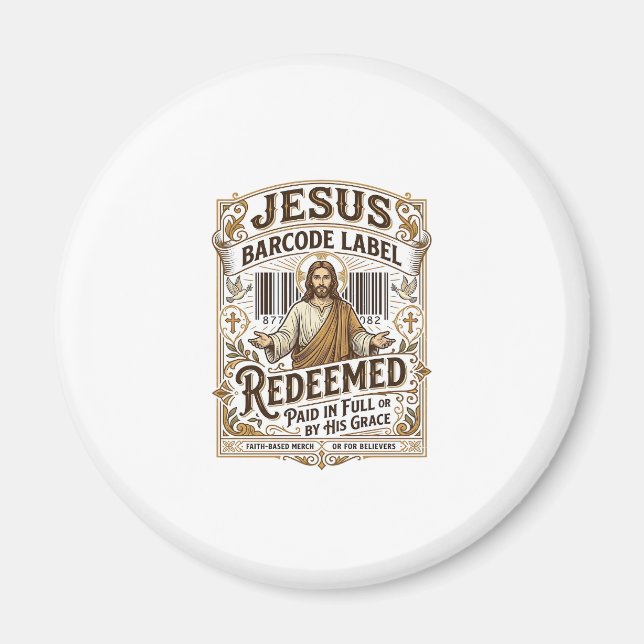 Jesus Barcode Label Redeemed Jesus Barcode Redeeme Magnet (Front)
