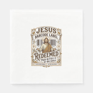 Jesus Barcode Label Redeemed Jesus Barcode Redeeme Napkin