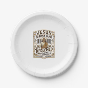 Jesus Barcode Label Redeemed Jesus Barcode Redeeme Paper Plate