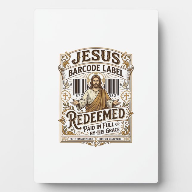 Jesus Barcode Label Redeemed Jesus Barcode Redeeme Plaque (Front)