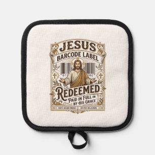 Jesus Barcode Label Redeemed Jesus Barcode Redeeme Pot Holder